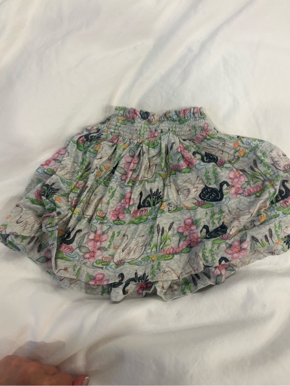 Toddler Grey Floral & Swan Print Skirt